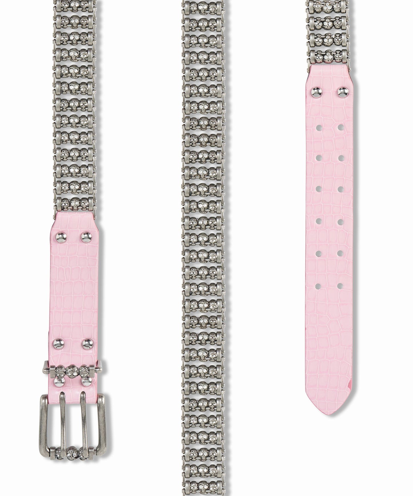 Pink Croc Skull Roller Belt