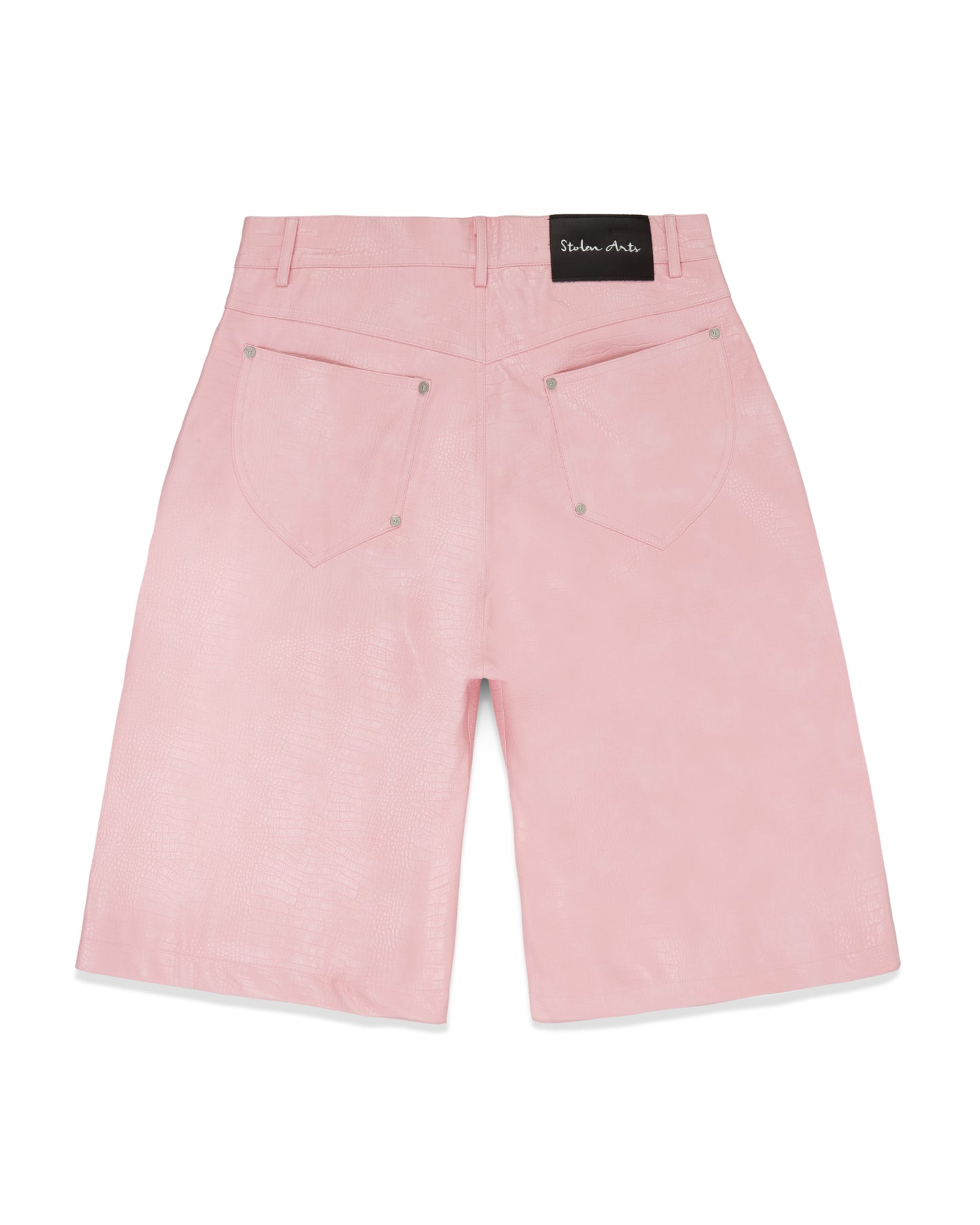 Pink Croc Leather Shorts