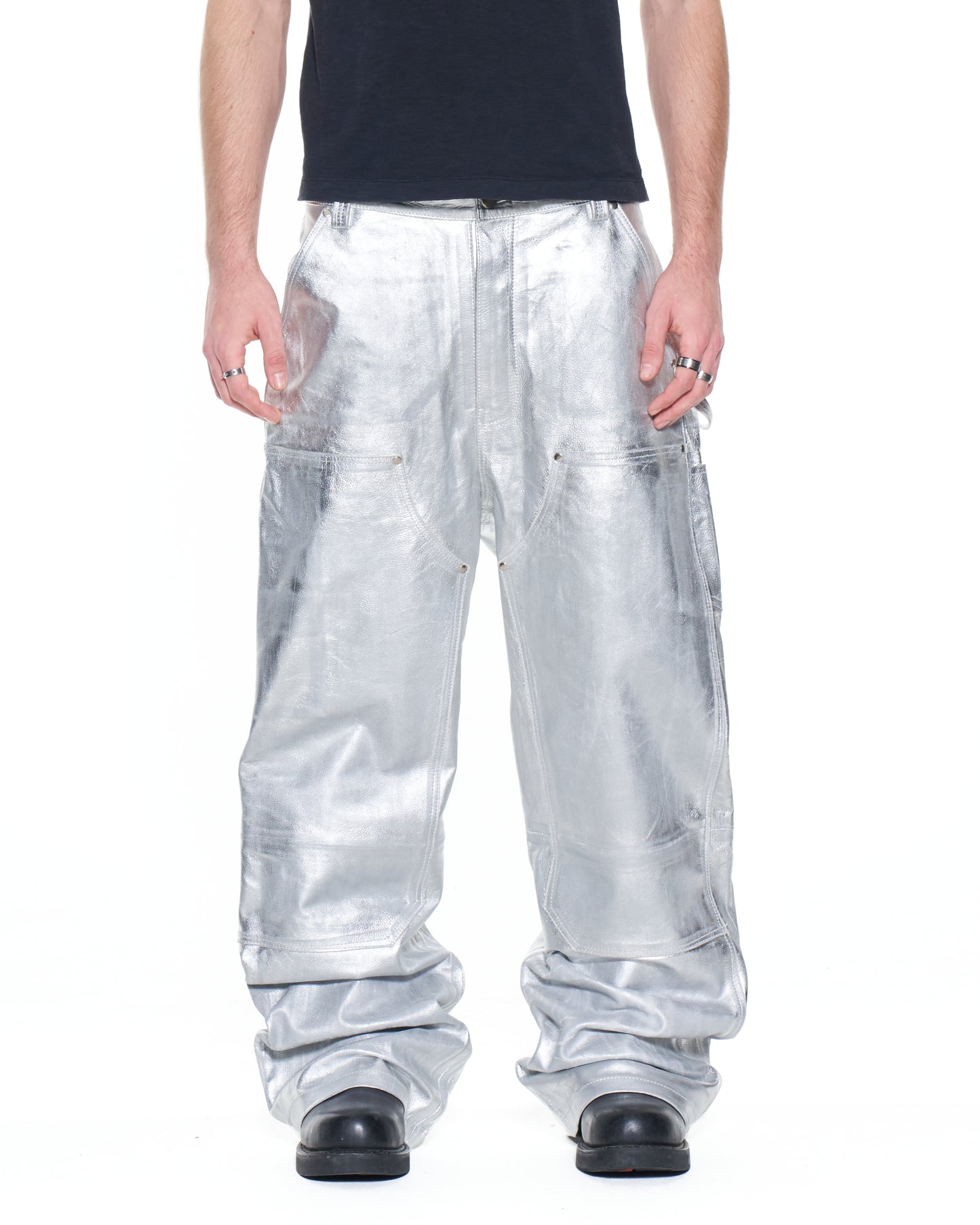 Chrome Leather Carpenter Pants