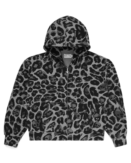 Grey Skull Leopard Hoodie