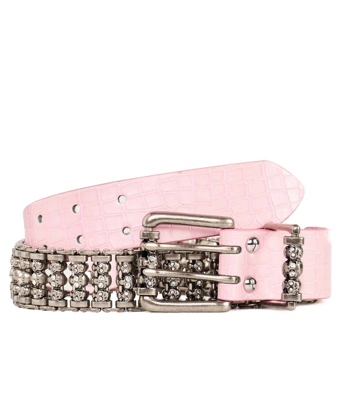 Pink Croc Skull Roller Belt