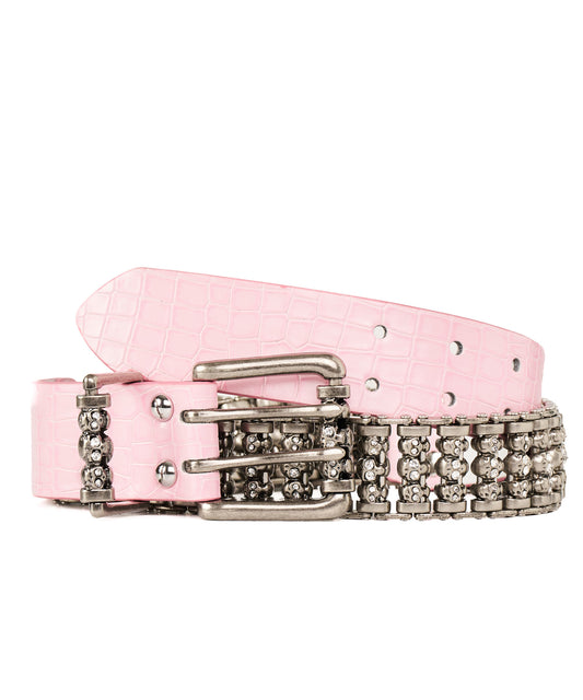 Pink Croc Skull Roller Belt