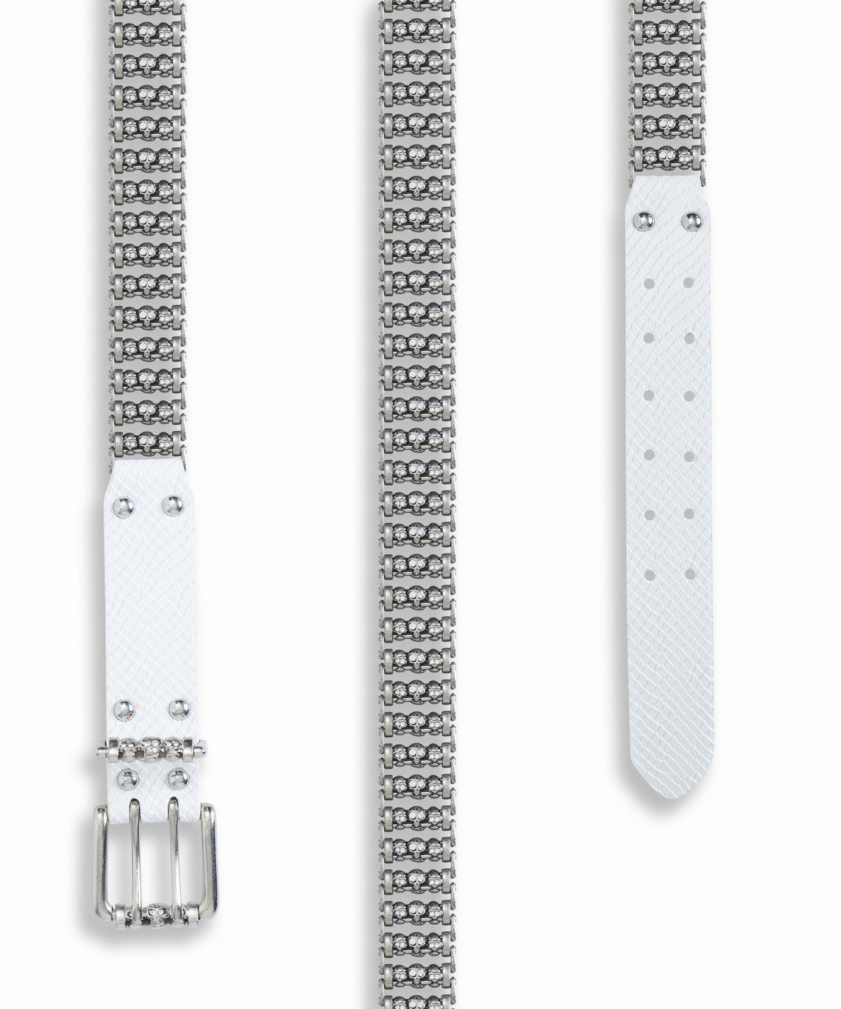 White Snakeskin Skull Roller Belt